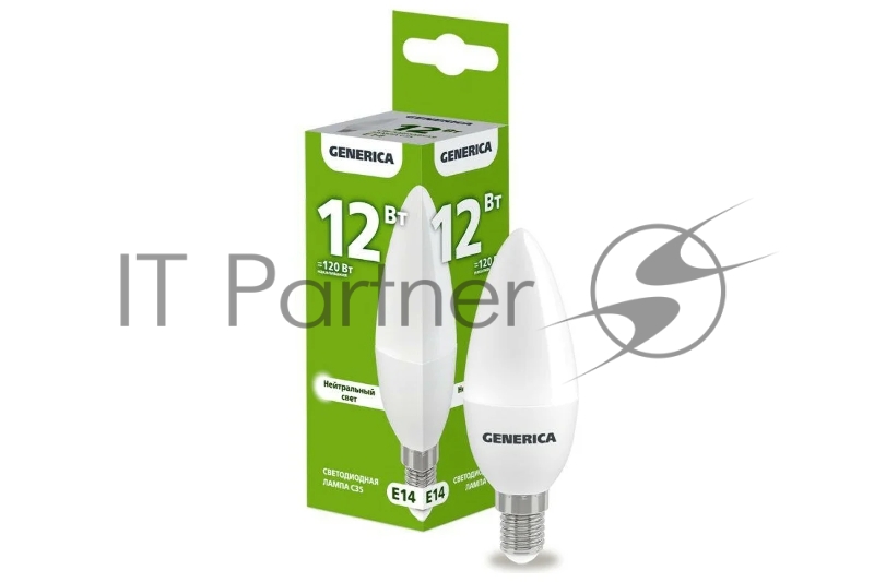 Лампа светодиодная GENERICA LL-C35-12-230-40-E14-G C35 12 Вт свеча 4000К E14 230В