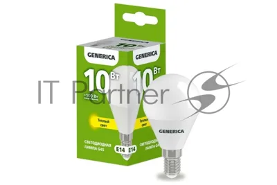 Лампа светодиодная GENERICA LL-G45-10-230-30-E14-G G45 10 Вт шар 3000К E14 230В