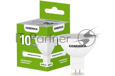 Лампа светодиодная GENERICA LL-MR16-10-230-40-GU5-G MR16 10 Вт софит 4000К GU5.3 230В