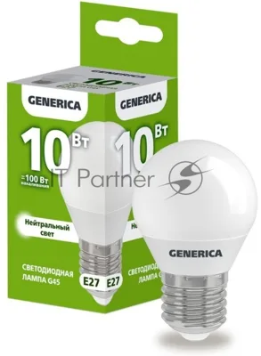 Лампа cветодиодная LED G45 IEK LL-G45-10-230-40-E27-G шар 10Вт 230В 4000К E27 GENERICA