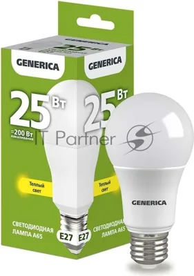 Лампа cветодиодная LED A65 IEK LL-A65-25-230-30-E27-G груша 25Вт 230В 3000К E27 GENERICA
