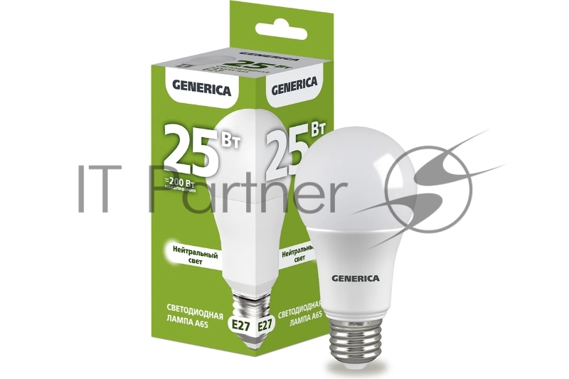Лампа cветодиодная LED IEK LL-A65-25-230-40-E27-G груша, A65 25Вт 230В 4000К E27 GENERICA
