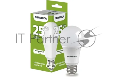 Лампа cветодиодная LED IEK LL-A65-25-230-40-E27-G груша, A65 25Вт 230В 4000К E27 GENERICA