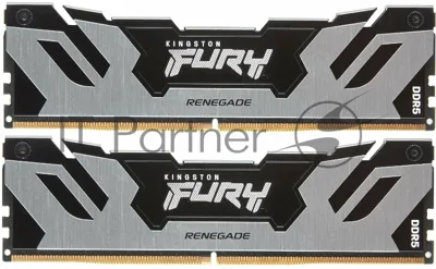 Оперативная память Kingston Fury Renegade, DDR5, 32GB (2x16GB), 6400MHz, CL32, DIMM, с радиатором, серебристый/черный