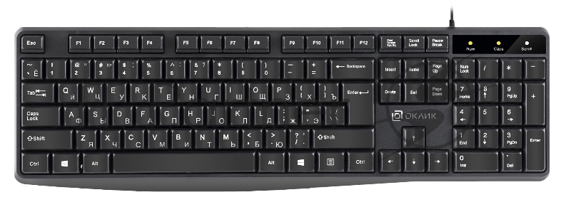 Клавиатура проводная Oklick 145M, USB, черный