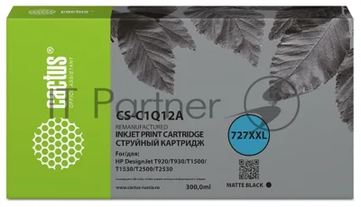 Картридж струйный Cactus CS-C1Q12A №727 черный (300 мл) для HP Designjet T920/T930/T1500/T1530