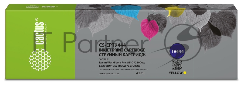 Картридж струйный Cactus CS-EPT9444 (T9444) желтый пигментный (45 мл) для Epson WorkForce WF-C5290DW/WF-C5790DW