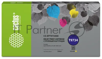 Картридж струйный Cactus CS-EPT973400 (T9734) желтый (330 мл) для Epson WorkForce WF-C869RD3TWFC/WF-C869RDTWF