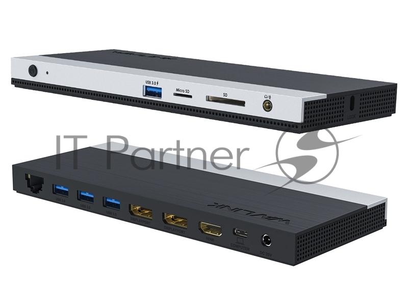 USB-концентратор Docking Station WAVLINK USB-C 4K Universal/85W PowerDelivery/2xUSB3.0/2xUSB2.0/1xUSB C/1xDP 4K 30HZ/1xHDMI 4K 30HZ/1xVGA/1xGigabit LAN/1xAudio In/Out/1xSD/Micro SD CardReader