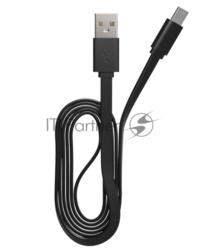Кабель Maxvi MC-01F black USB-A - microUSB, 2A Плоский кабель, ток макс. нагрузки 2А, макс. напряжение 5V; стандарт USB 2.0; длина 1м, материал PVC, черный