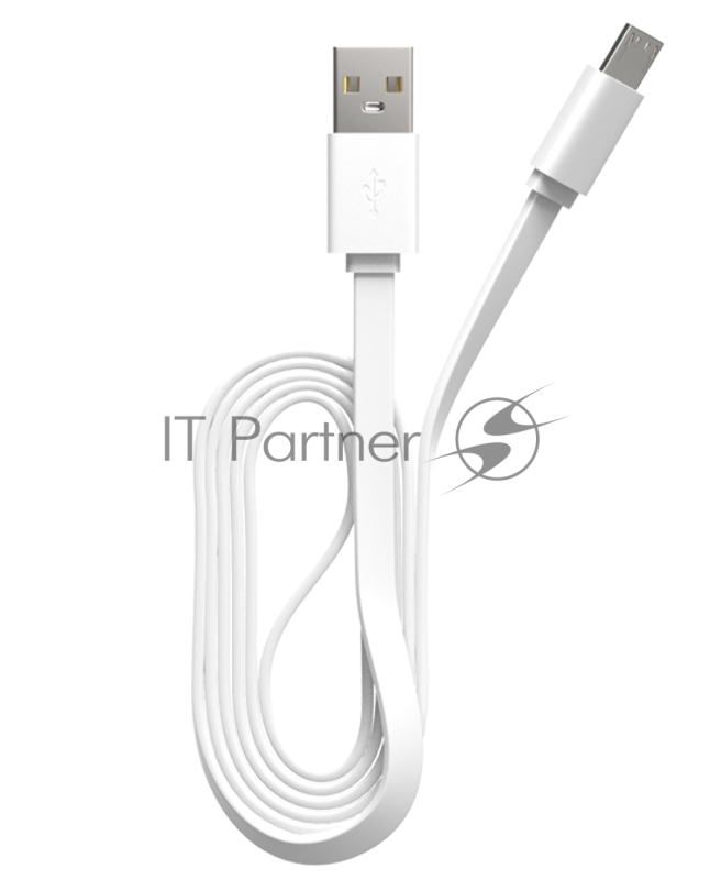 Кабель Maxvi MC-01F white USB-A - microUSB, 2A Плоский кабель, ток макс. нагрузки 2А, макс. напряжение 5V; стандарт USB 2.0; длина 1м, материал PVC, белый
