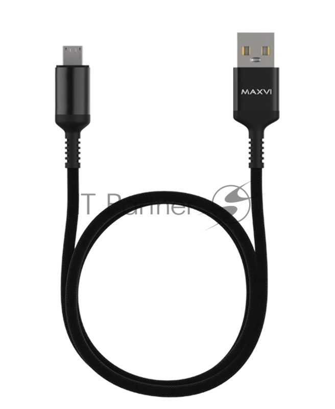Кабель Maxvi MC-10M black, USB-A - microUSB, 2A ток макс. нагрузки 2А, макс. напряжение 5V; стандарт USB 2.0; длина 1м, нейлоновая оплетка, металлические корпуса разъемов, цвет черный