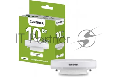 Лампа светодиодная GENERICA LL-T80-10-230-40-GX53-G T80 10Вт таблетка 4000К GX53 230В