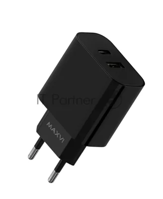 Сетевое зарядное устройство Maxvi CHL-602PD 30W, 6A, QC 3.0, 1xUSB-A, 1xUSB-C, черный