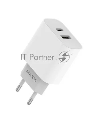 Сетевое зарядное устройство Maxvi CHL-602PD 30W, 6A, QC 3.0, 1xUSB-A, 1xUSB-C, белый