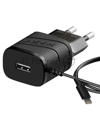 Сетевое зарядное устройство Maxvi TCM-101LB 1A, Lightning, 1xUSB-A, черный