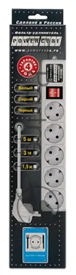 Сетевой фильтр Powercube SPG-B-15-WHITE 5 м, 5 розеток, белый, коробка