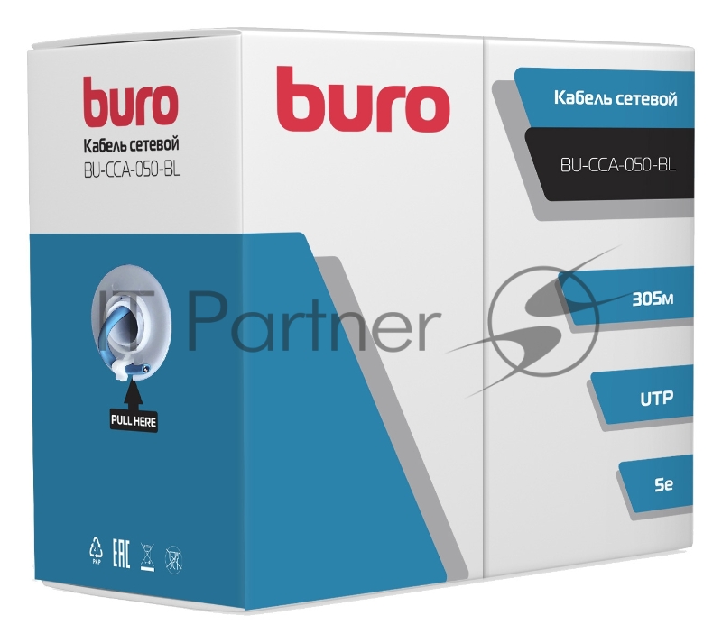 Кабель сетевой Buro BU-CCA-050-BL UTP 4 пары cat5E solid 0.50мм CCA 305м синий