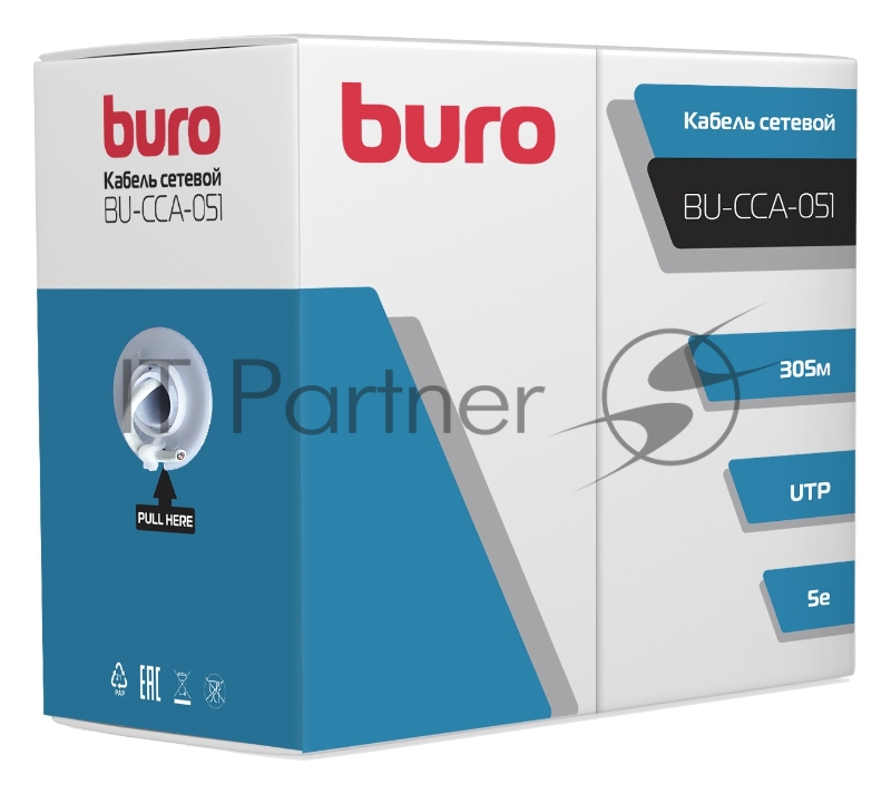 Кабель сетевой Buro BU-CCA-051 UTP 4 пары cat5E solid 0.50мм CCA 305м серый