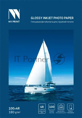 Глянцевая фотобумага NVPrint для струйной печати 180 г/м 4R(100ммx150мм) 100 листов