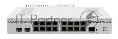 Маршрутизатор MikroTik CCR2004-16G-2S+PC, 16×1 Гбит/с + 2×10 Гбит/с SFP+, управляемый