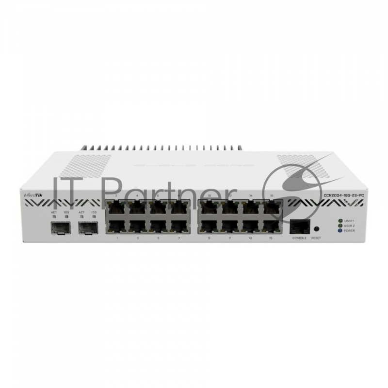 Маршрутизатор MikroTik CCR2004-16G-2S+PC, 16×1 Гбит/с + 2×10 Гбит/с SFP+, управляемый