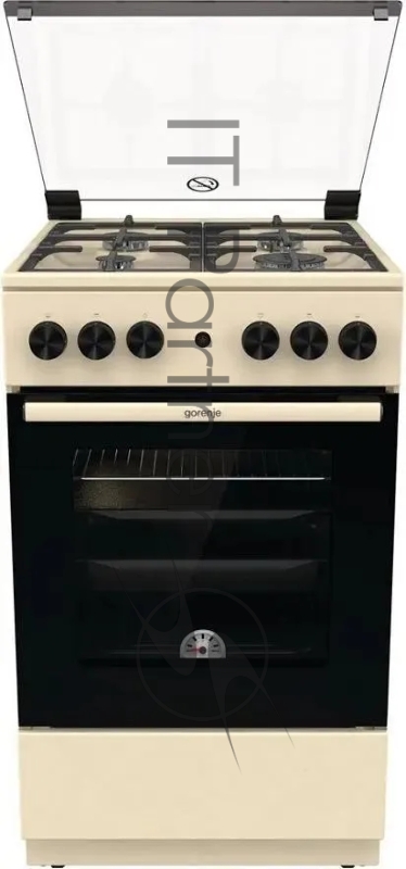 Плита газовая Gorenje GG5A21BEF бежевый, конфорок 4 газовых, духовка 70 л, 50 см x 85 см x 59.4 см