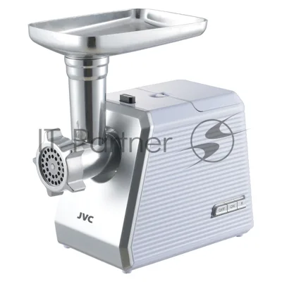 Мясорубка электрическая JVC JK-MG127 белый, 2500 Вт, 2.7 кг/мин, реверс, металлический лоток, насадки - 2