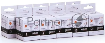 Лампа светодиодная Gauss Elementary MR16 5.5Вт цок.: GU5.3 спот 220B 3000K св. свеч. белый. теп. (упак.: 10 шт)