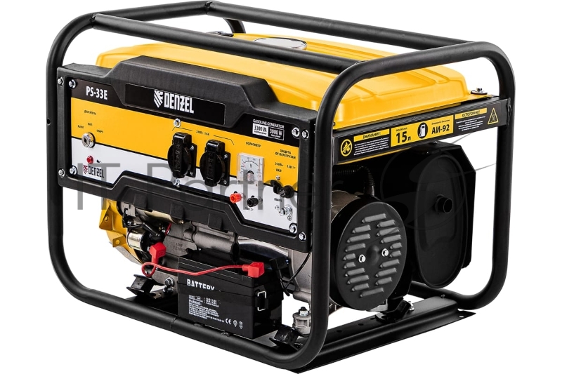Электрогенератор бензиновый Denzel PS-33E, 3.3 кВт, 85 дБ, 48.5 кг