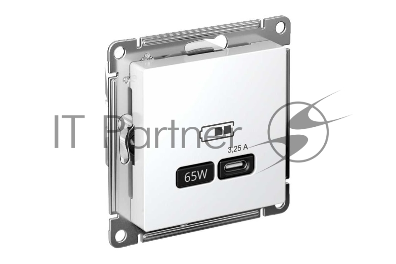 Розетка USB SE тип-C 65W высокоскор. заряд. QC, PD, мех. AtlasDesign белый