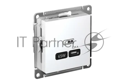Розетка USB SE тип-C 65W высокоскор. заряд. QC, PD, мех. AtlasDesign белый