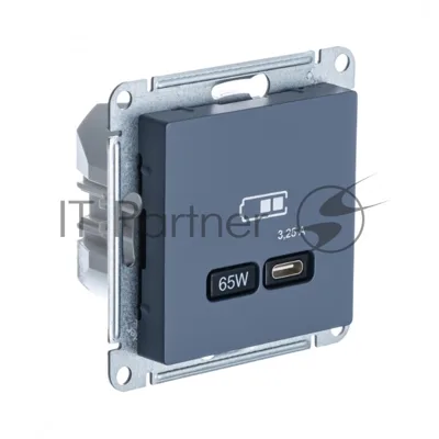 Розетка USB SE тип-C 65W высокоскор. заряд. QC, PD, мех. AtlasDesign грифель