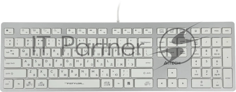Клавиатура проводная A4Tech Fstyler FX50, USB, белый