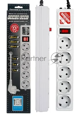 Сетевой фильтр Powercube SPG-B-10 3 м, 5 розеток, серый, коробка