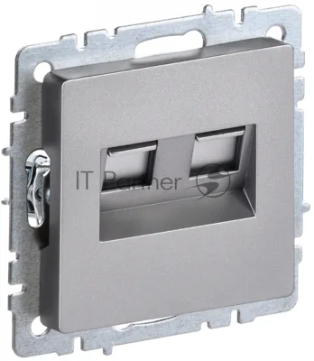 Розетка компьютерная двойная RJ11+RJ45 IEK BRITE РК/Т12-БрС кат.5E сталь