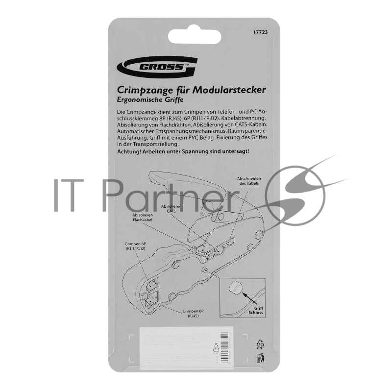 Клещи для обжима телефонных и компьютерных клемм Gross RJ45, 8P и RJ11/12, 6P, компакт., CAT5