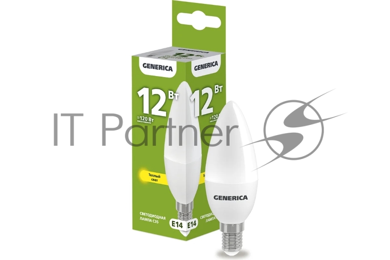 Лампа cветодиодная LED IEK LL-C35-12-230-30-E14-G C35 свеча 12Вт 230В 3000К E14 GENERICA