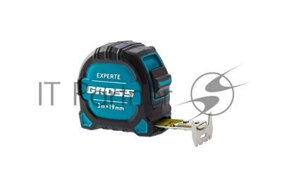 Рулетка Gross Experte, 3 м x 19 мм, двухкомпон. корпус, магнит, двухстор. разметка, нейлон