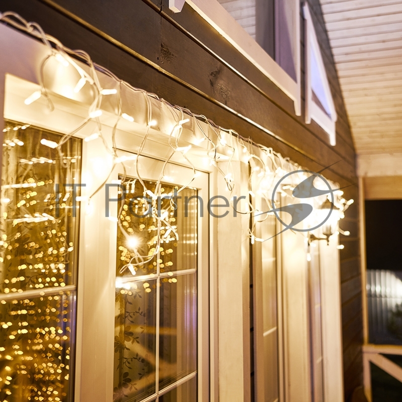 Гирлянда Neon-night Айсикл (Бахрома) светодиодная 5х0,7 м, 152 LED, белый провод каучук, теплое белое свечение