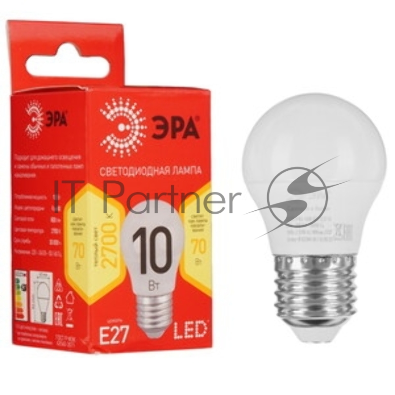 Лампа светодиодная ЭРА RED LINE LED P45-10W-827-E27 R E27/Е27 10 Вт шар теплый белый свет