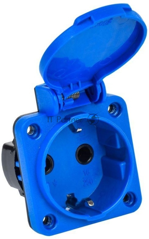 Розетка панельная IEK MAGNUM PSN71-016-3-2-44-K07 2P+PE 16А IP44 РП11-3 с защ. крышкой с заземл. син.