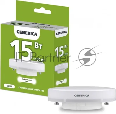 Лампа cветодиодная LED IEK LL-T80-15-230-40-GX53-G T80 таблетка 15Вт 230В 4000К GX53 GENERICA