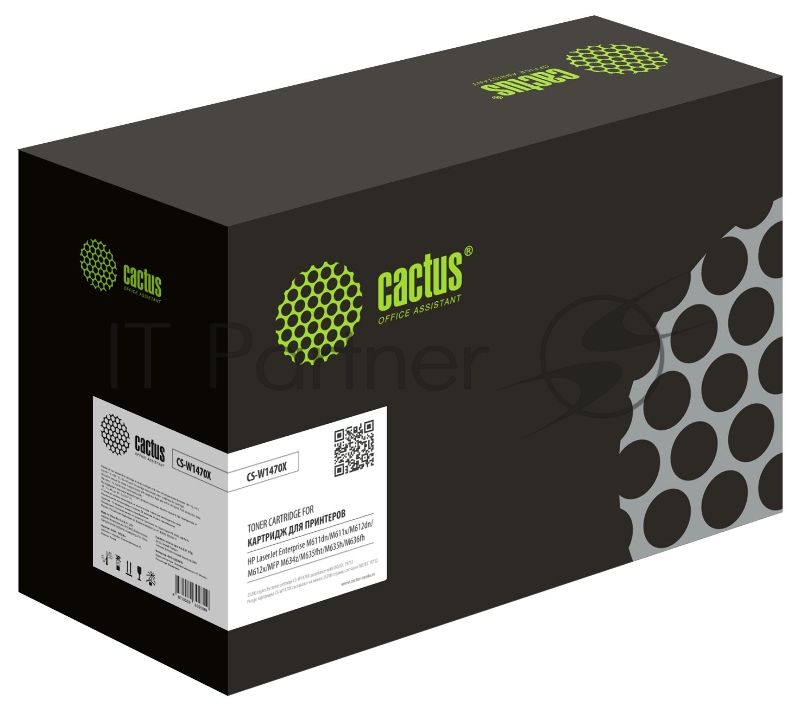Картридж лазерный Cactus CS-W1470X (147X) черный (25200 стр.) для HP LaserJet M611dn/M612dn/M634dn/M634h