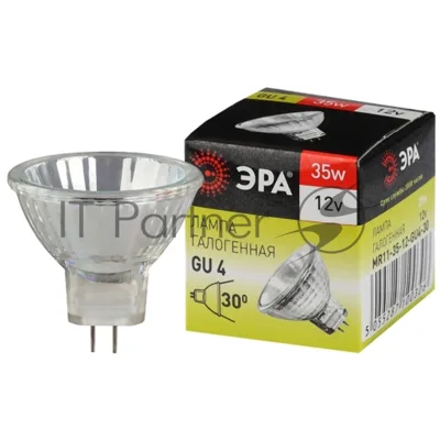 Лампа галогенная ЭРА GU4-MR11-35W-12V-30CL GU4 35Вт софит теплый белый свет