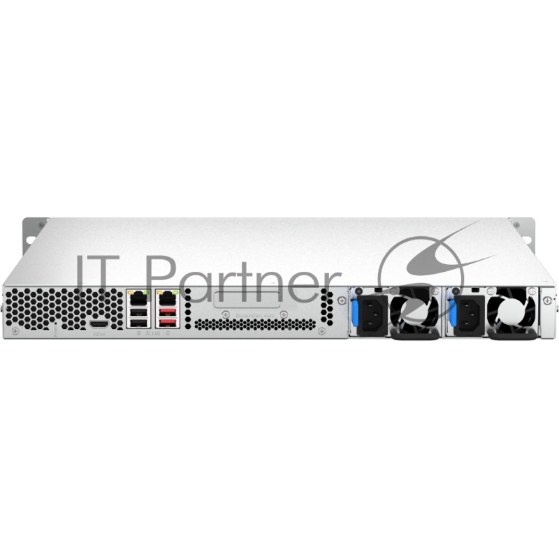 Сетевое хранилище SMB QNAP TS-464U-RP-8G NAS 4 HDD trays, rackmount 1U, 2 PSU. 4-core Intel Celeron N5105/N5095 2.0-2.9 GHz, 8 Gb RAM MAX, 2x2.5 Gigabit Ethernet, 4xUSB, 1xHDMI . PCIe Gen 3 x2, W/o rail kit RAIL-B02