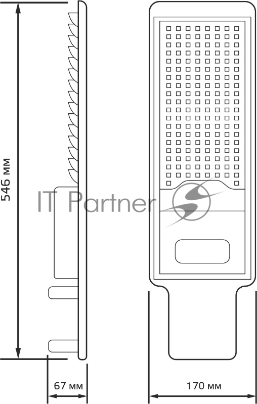 Светильник уличный Gauss Avenue 100W 10000lm 5000K 190-250V IP65 420x160x57мм черный КСС "Д" LED