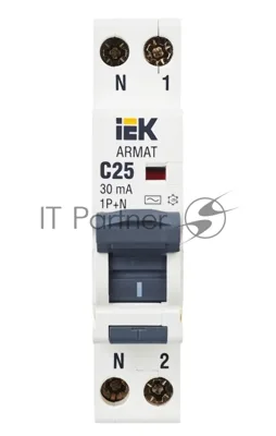 Выключатель автоматический дифференциального тока IEK B06S, 1P+NP, 25А, 6кА, ARMAT