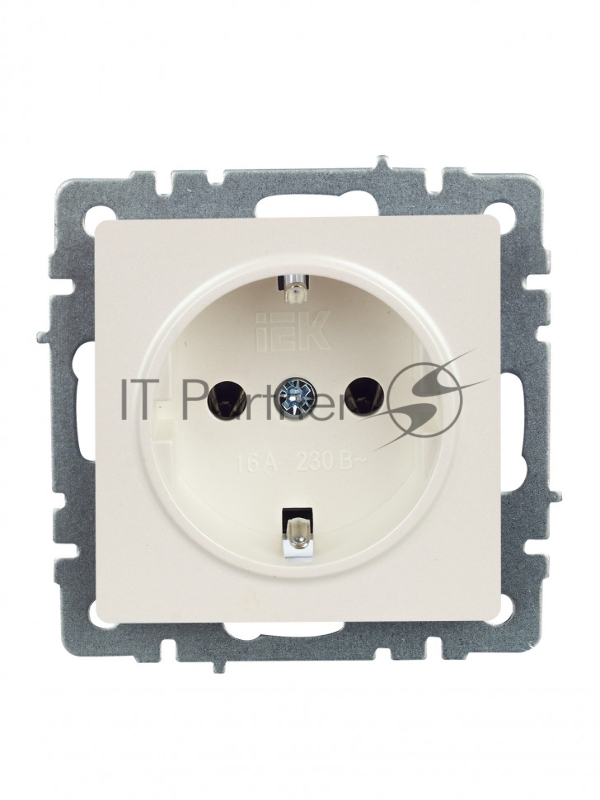 Розетка 1-местная IEK BRITE 16А РС11-1-0-БрЖ с заземлением, без защитных шторок, 16А, жемчуг