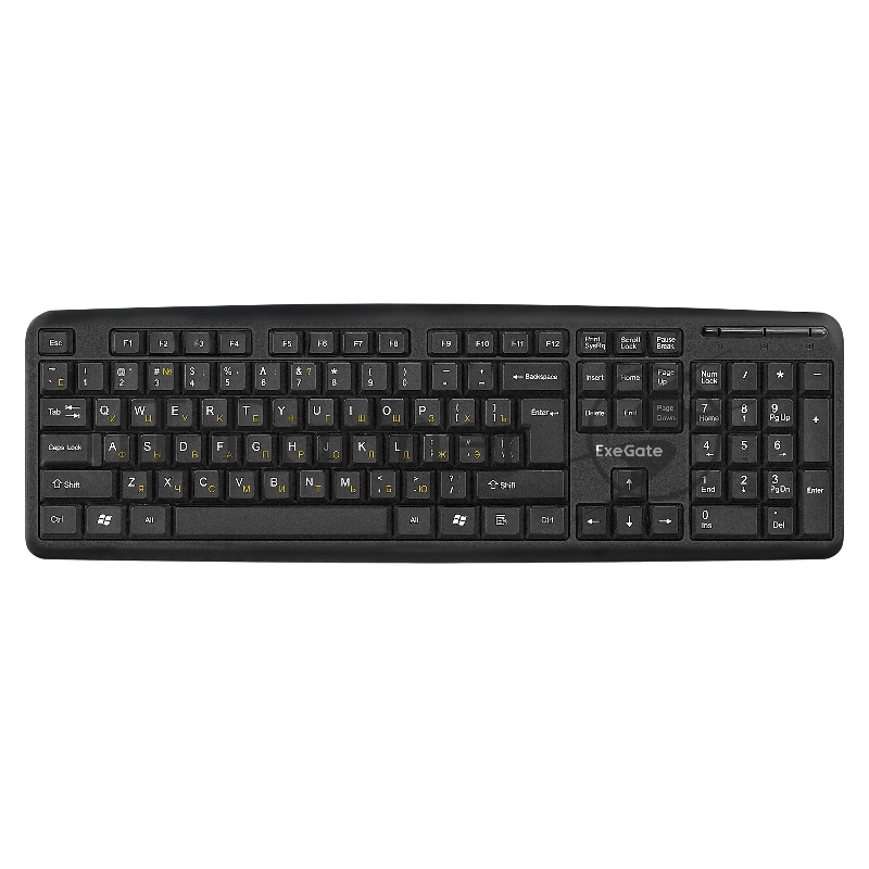 Клавиатура проводная Professional Standard LY-331L2-OEM (USB, полноразмерная, влагозащищенная, 104кл., Enter большой, длина кабеля 2,2м, черная, brown box)